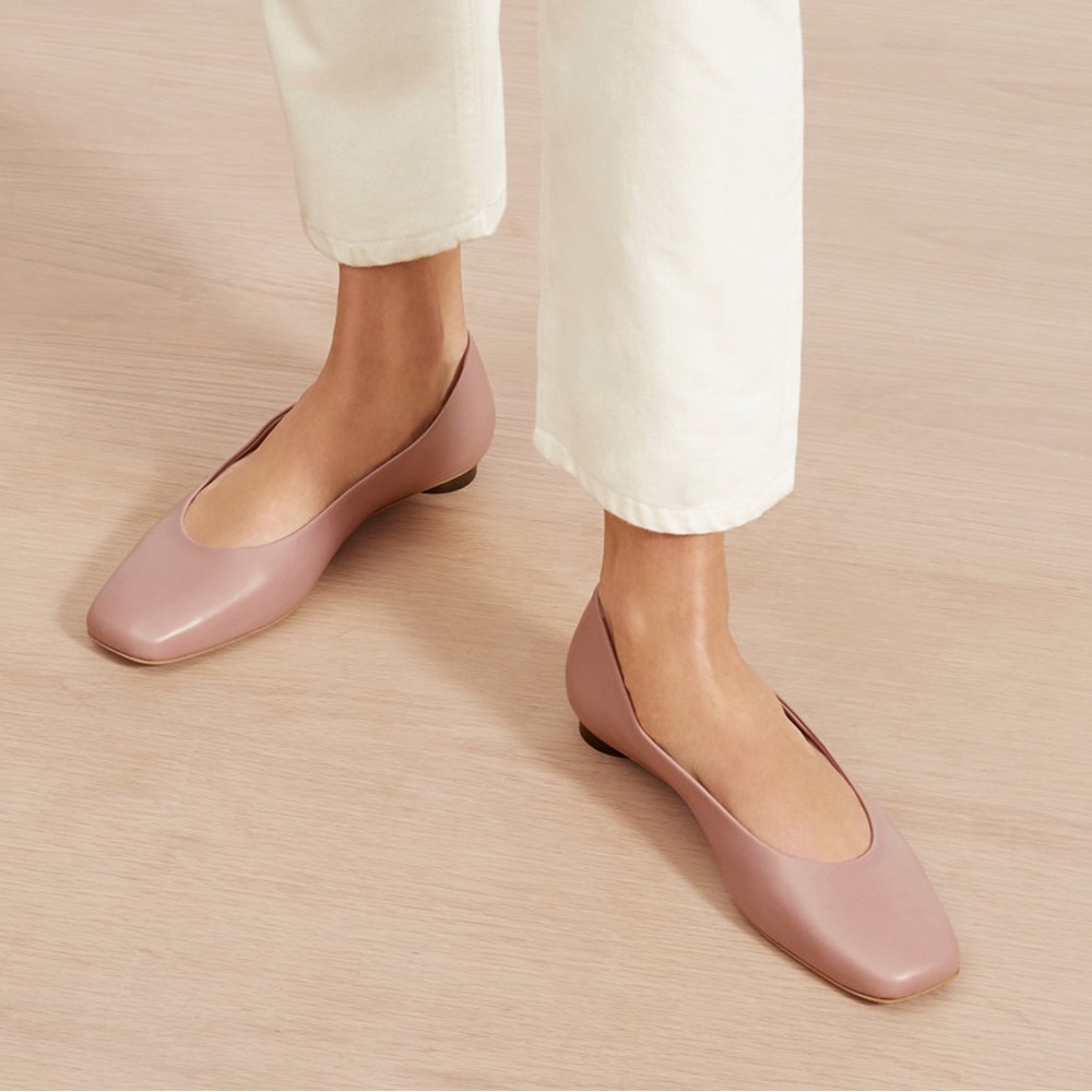 Everlane Square Toe Flats Dusty Pink